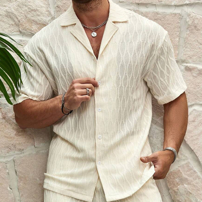 Set Estivo da Uomo con Camicia a Maniche Corte e Pantaloncini Abbinati