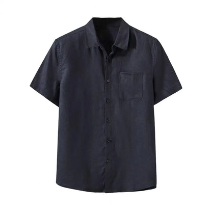 Camicia da uomo a maniche corte con colletto classico e chiusura a bottoni per lavoro e tempo libero