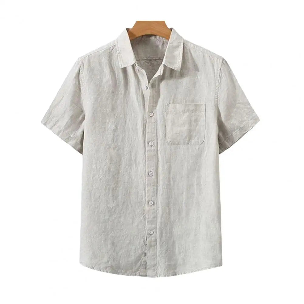 Camicia da uomo a maniche corte con colletto classico e chiusura a bottoni per lavoro e tempo libero