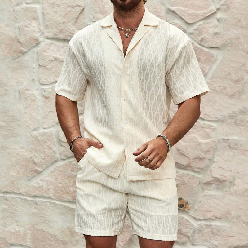 Set Estivo da Uomo con Camicia a Maniche Corte e Pantaloncini Abbinati