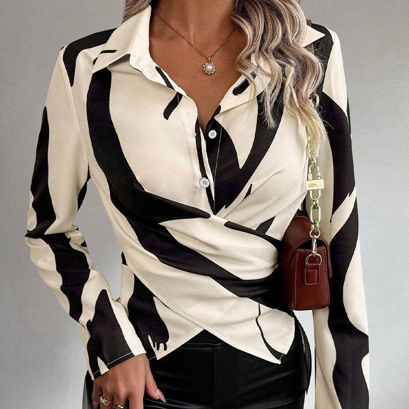 Camicia a Maniche Lunghe con Lacci a Contrasto | Ideale per Primavera & Autunno