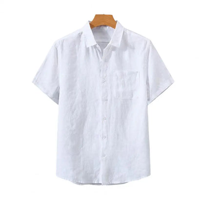 Camicia da uomo a maniche corte con colletto classico e chiusura a bottoni per lavoro e tempo libero