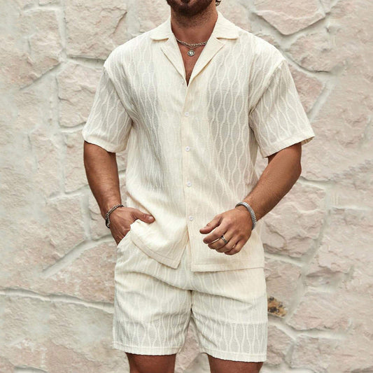 Set Estivo da Uomo con Camicia a Maniche Corte e Pantaloncini Abbinati